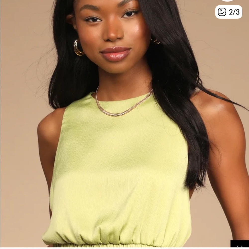 Lulu’s Green Halter Neck Open Back Crop Top